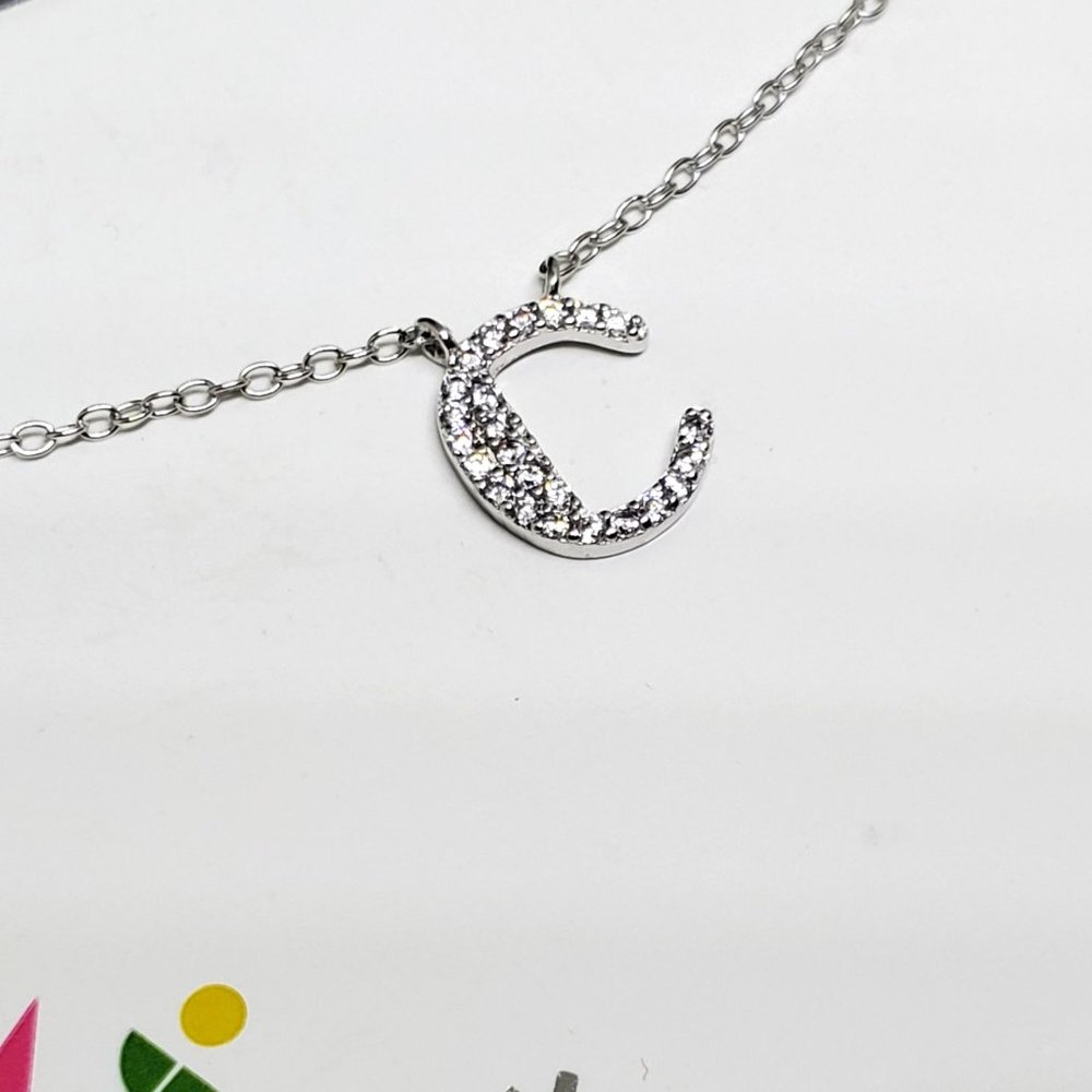 Nordstrom Rack Sterling Silver CZ "C" Initial Lower Case Chain Necklace